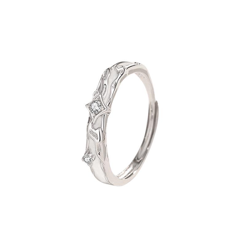Tichia S925 Sterling Silver Adjustable Couple Rings - Dark & Dawn Luxury Design for Men and Women Adjustable