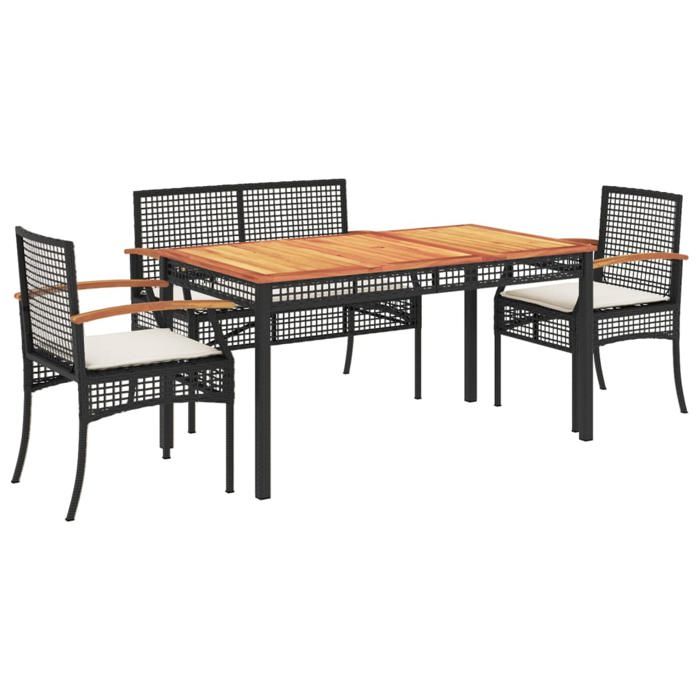 VidaXL Ensemble à Manger de Jardin avec Coussins 4 pcs, Table et Chaise de Terrasse, Meubles de Patio, Mobilier d'Extérieur, 3213567