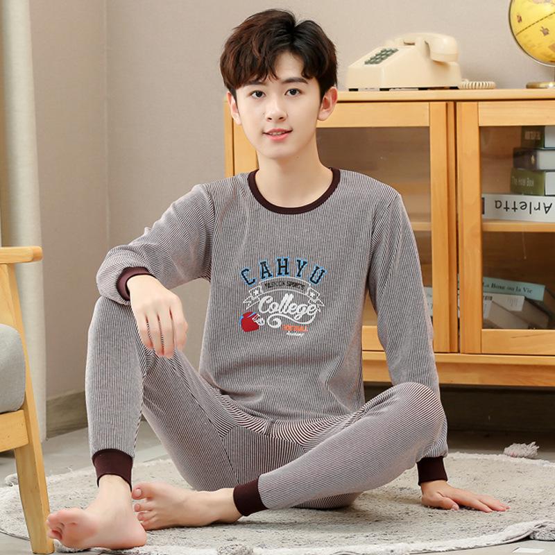 Children's Cotton Wool Thermal Long Johns Set for Boys & Teens - Medium to Large Sizes, Autumn