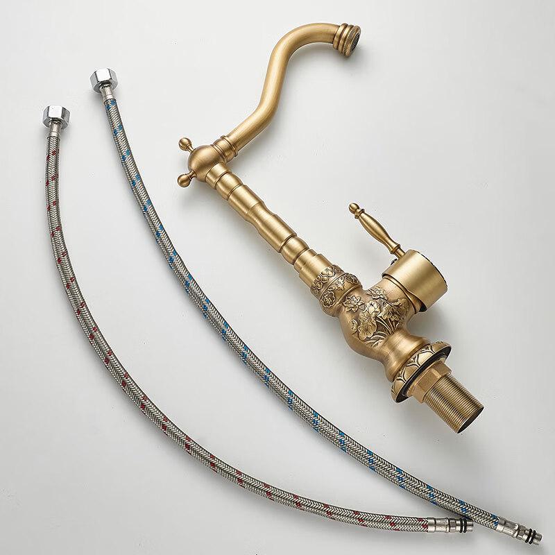 TLXT Retro Blue & White Porcelain Basin Faucet
