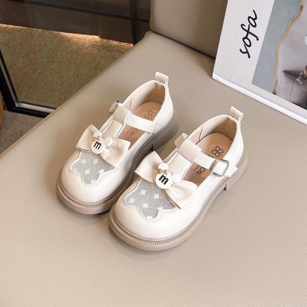 Girls leather shoes 2025 summer new children's bow performance shoes girls princess shoes mesh breathable single shoes tide