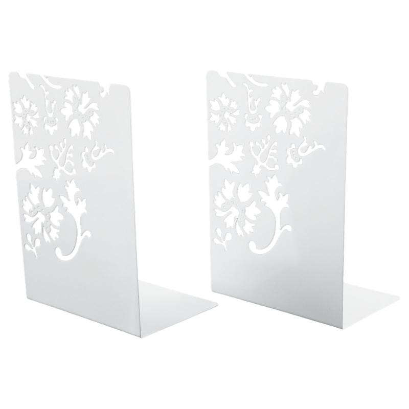 Metal Book End For Shelves 2Pcs Flower Bookends Heavy Duty Book End Book Stopper Slip Resistant Bookends for Desk Shelf