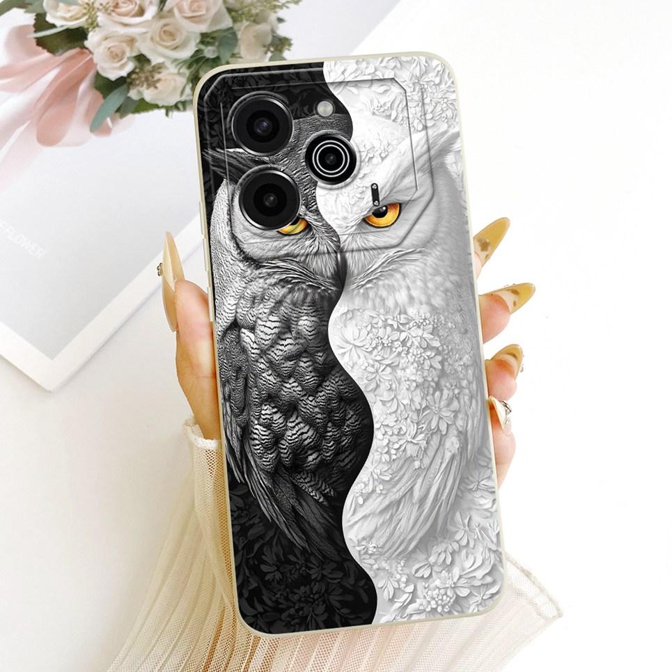Phone Case For Tecno Pova 6 LI7 / Pova 6 Pro LI9 Casing Liquid Silicone Cartoon Dragon Funny Cat Seabeach Pattern Back Cover