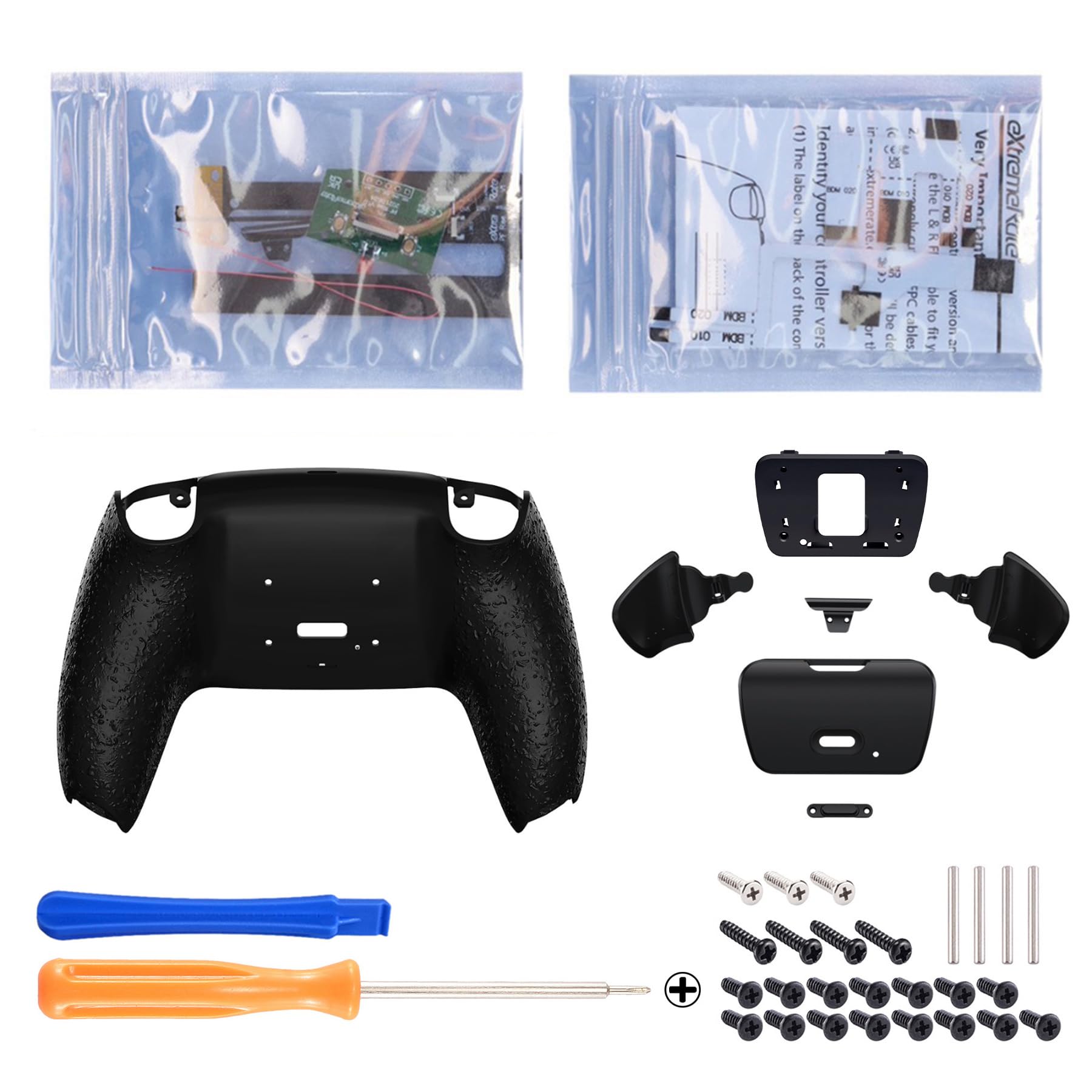 

Комплект для перерозподілу пластикових підйомів eXtremeRate з програмованим заднім важелем для оновлення плати контролера PS5 та текстурованого оновленого кріплення кнопки задньої частини корпусу чорний