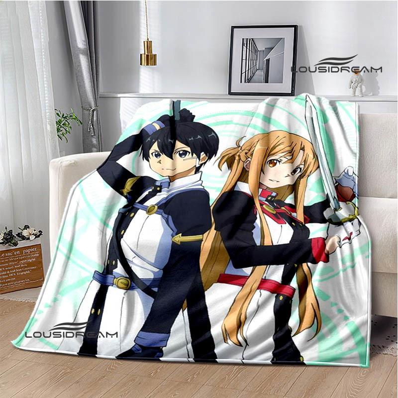 Cartoon Sword Art Online Printed Blankets Picnic Blanket Warm Flannel Blankets Home Bed Linings Blankets for Beds Birthday Gift