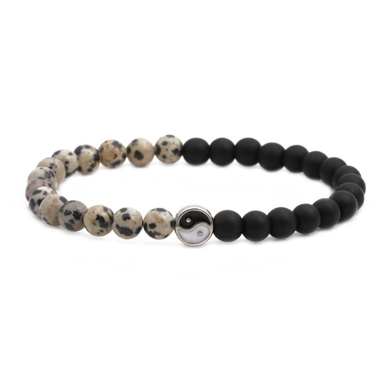 Distance beaded Bracelet Fashion Natural Stone two colors Yin Yang Charm Bracelets for Men Women Friendship couple