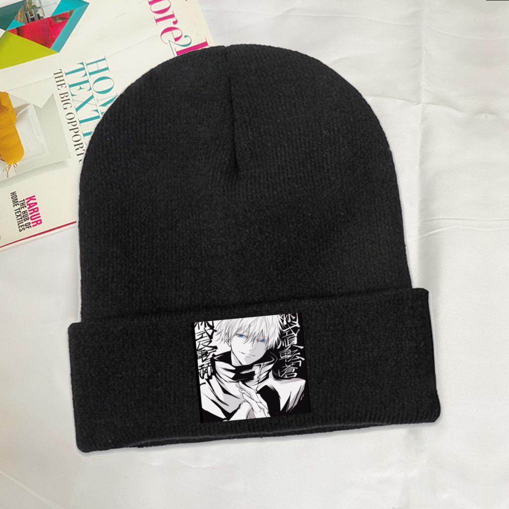 Gojo Satoru Strickmütze Beanie Wintermütze Warme Polyester Casual Jujutsu Kaisen Anime Caps für Unisex Frauen Geschenk