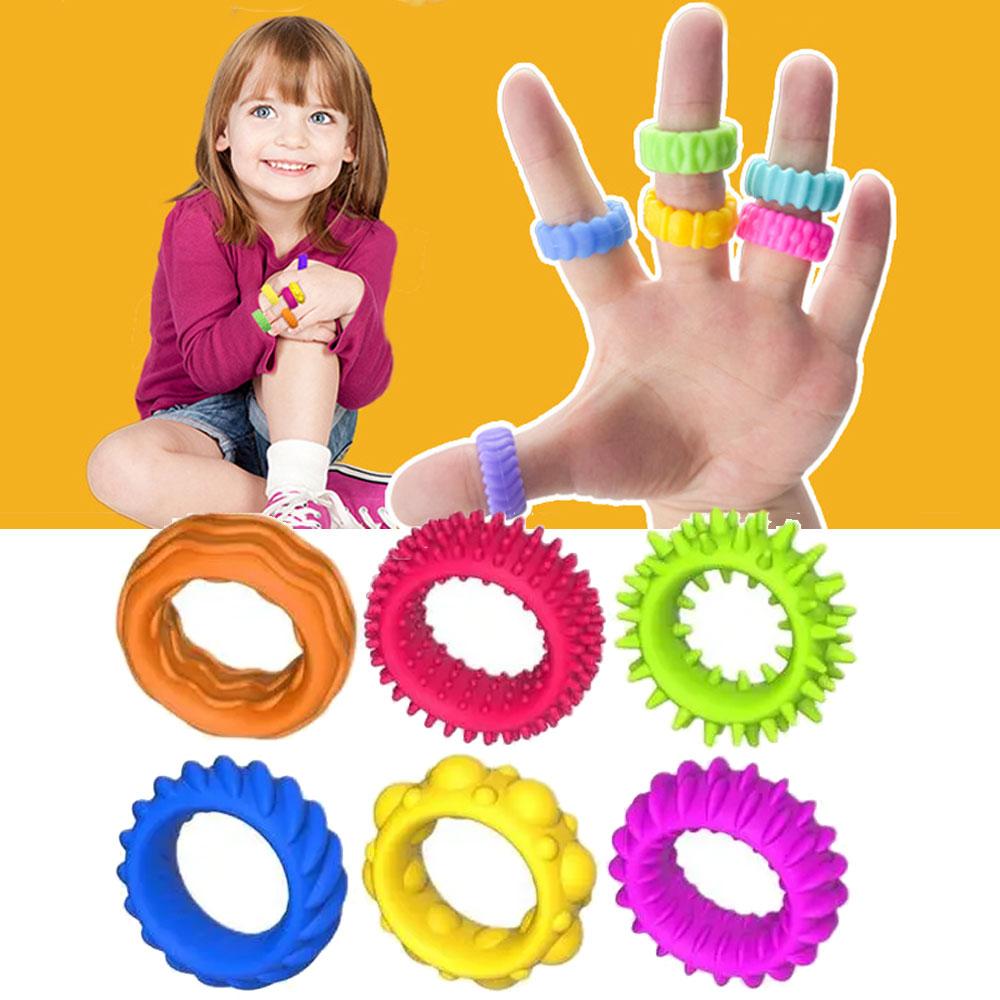 12er Set Sensorische Ringe für Teenager und Erwachsene Stressabbau Massagegerät Linderung Fidget Spielzeug Akupressur Stachelig zur Unterhaltung Spiel Sicher Kinderfreundlich Spaß