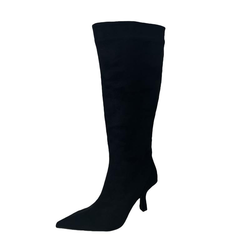 2025 new high-heeled pointed side zipper high women's boots