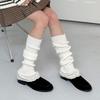 Ribbed Knitted Vertical Striped Leg Warmers Boot Cuffs Cute Ruffled Lace Hem Leg Covers Over Calf Long Socks for Women