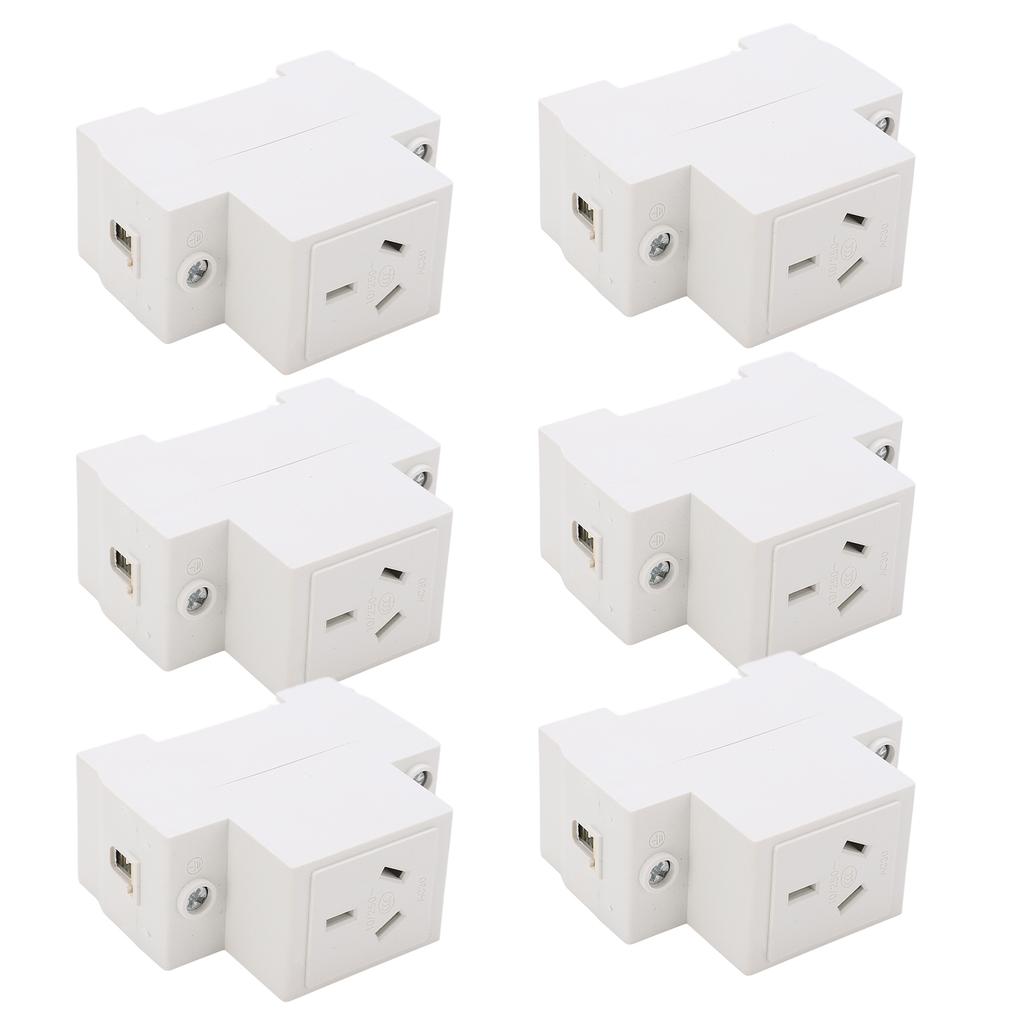 6PCS Modular Socket Guide Rail Power Socket 3 Hole 250V Industrial Power Outlet for Electric Appliance