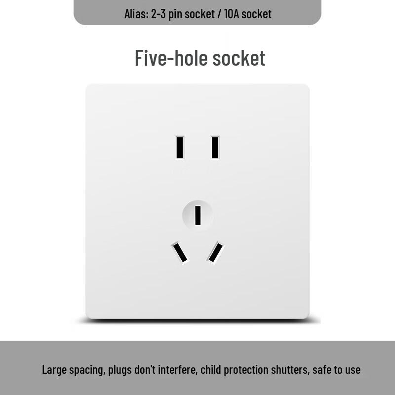 

Zhuochi White Concealed Hotel Switch & 5-Hole Socket for AC CN plug (adapter included)