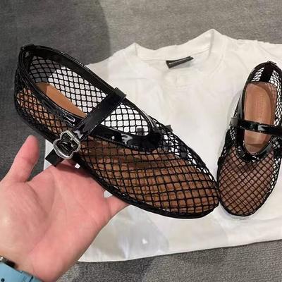 Sommer Mesh Hohl Sandalen Frauen Wohnungen Casual Hausschuhe Flach 2024 Neue Strand Schuhe Komfort Retro Weibliche Flache Schuhe