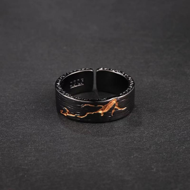 Adjustable Open Ring Men Women Vintage Geometric Copper Plated Finger Retro Minimalist Style