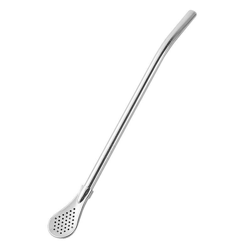 2 in 1 cannucce per bere cucchiaio in acciaio inox cannuccia riutilizzabile cocktail cucchiaio per mescolare bar latte caffè strumento per mescolare