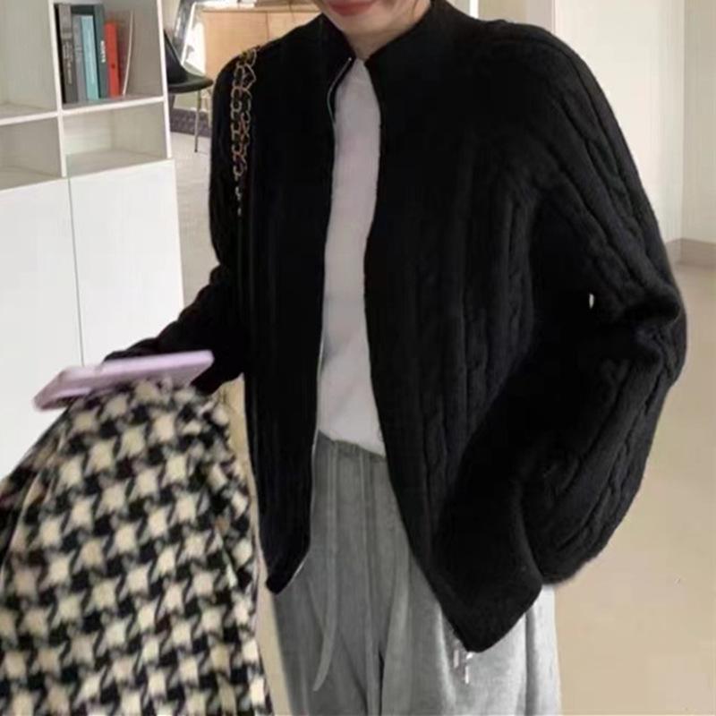 Lazy Wind Turtleneck Twist Zipper Sweater Cardigan Jacket Women's 2025 Autumn and Winter Loose Outer Wear Stand-up Neck Knitted Sweater