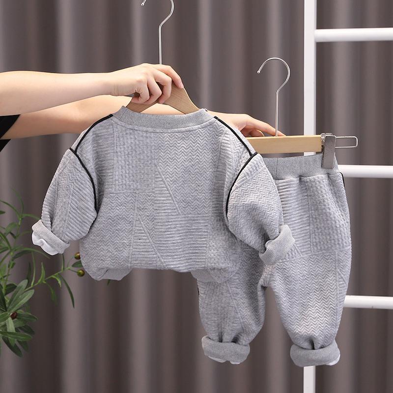 Korean Kids' Autumn Bear Sweatshirt & Sweatpants Set – Cartoon Two-Piece Long Sleeve Outfit