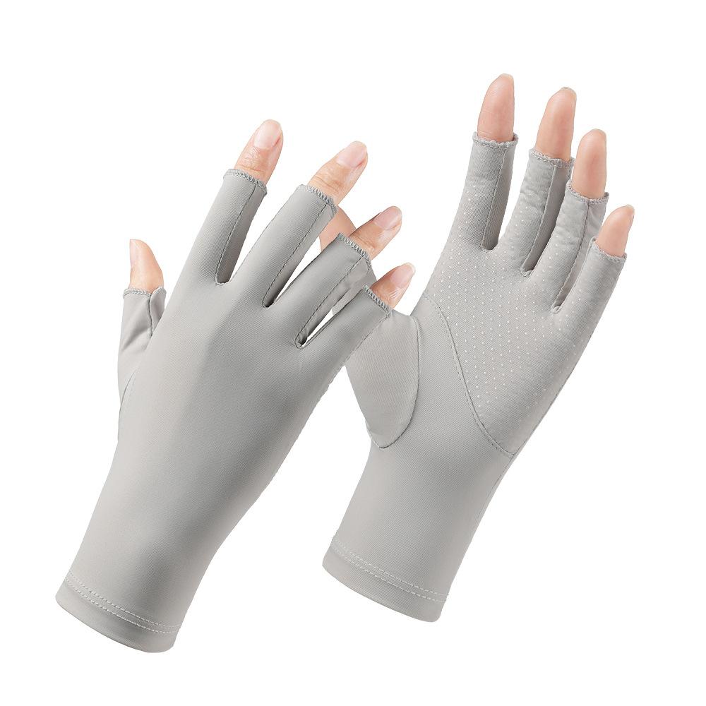 Sunscreen Gloves Manicure Half Finger Ice Silk Women's Driver Anti Slip Breathable Touch Screen Thin Summer UV Gloves