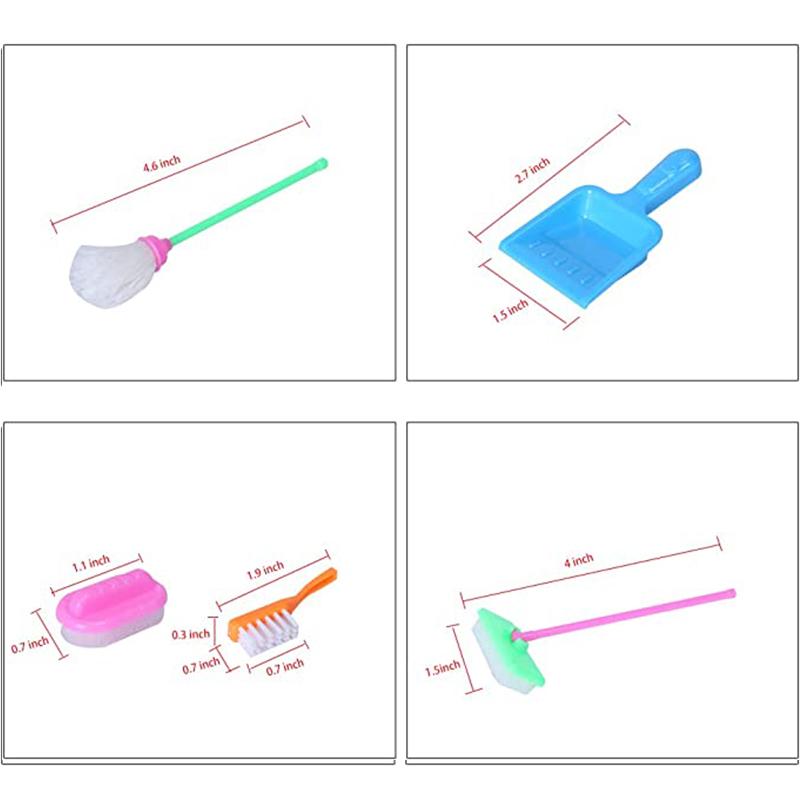 9pcs Collection Miniature Mop Dust Cleaner Doll Housework Cleaning Supplies Tools Collection Dollhouse Furniture Decoration Doll Accessories