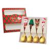 4Pcs Christmas Spoons with Gift Box Stainless Steel Stirring Spoon Tea Coffee Spoon with Christmas Pendant for Xmas Party