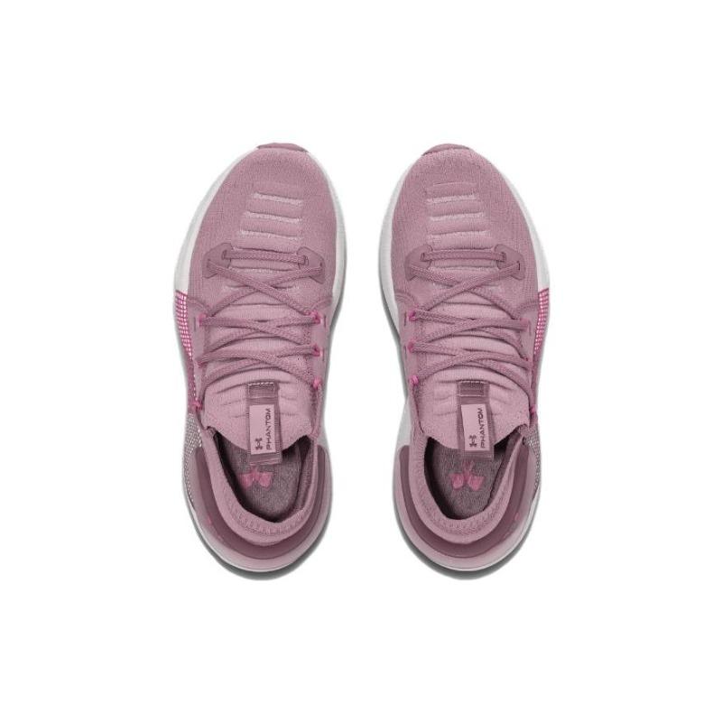 Under Armour HOVR Phantom 3 Lace Up Cushioned Low Top Running Shoes Women Pink White 3025517-604