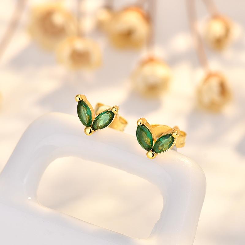 

BELLA BOX Европейские и американские простые и модные серьги-пусеты с иглами-бабочками из чистого серебра, универсальные серьги с камнем «лошадиный глаз» зелёный