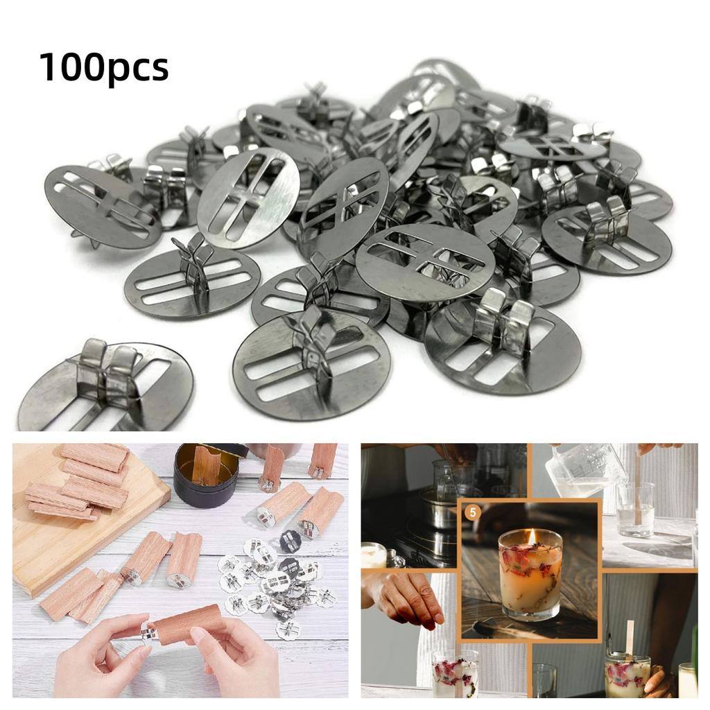 100pcs Wood Candle Wicks Base Clip for Candle Making Supplies 100pcs