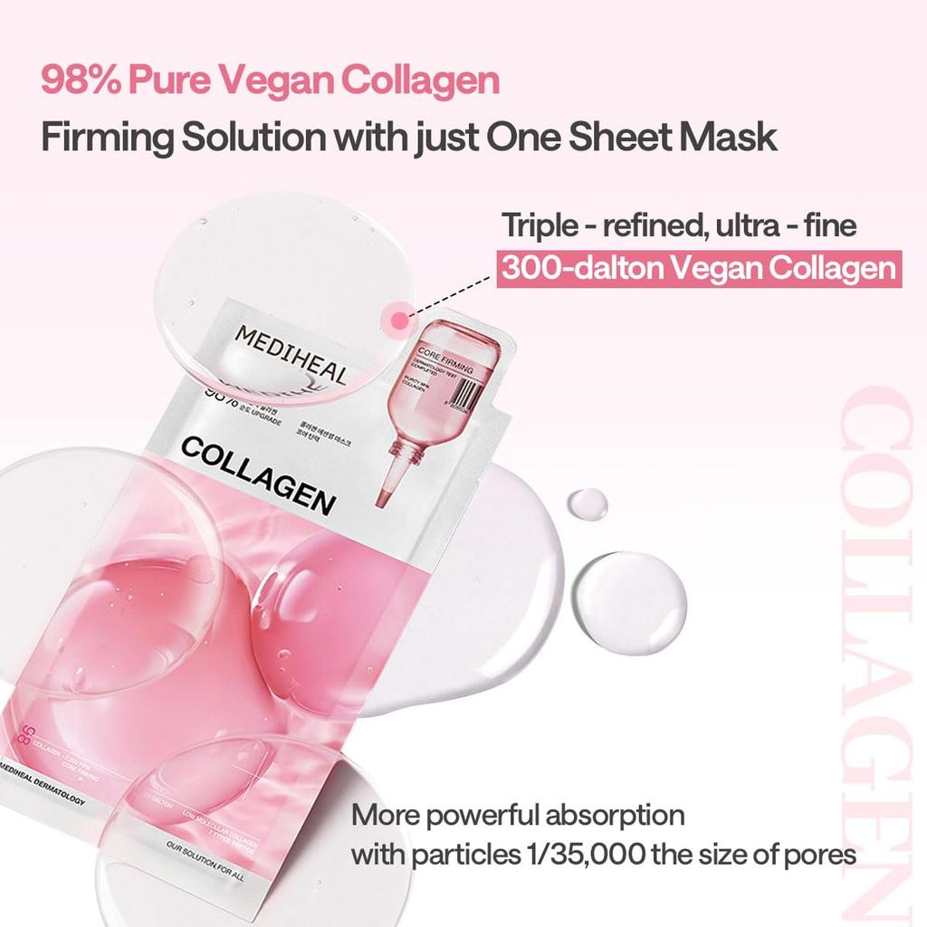 Mediheal Essential Mask Pack 10 Sheets Select One from 7 Types (MADECASSOSIDE, TEATREE, COLLAGEN, HYALURONATE, VITAMIN C, CERAMIDE, PDRN)