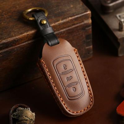 Leather Car Key Case Cover Fob Accessories for Geely Vision X6 X3 Ge GS S1 Global Emgrand X6gl Keychain