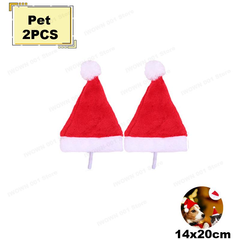 1-20PCS Christmas Pet Santa Hat Red Plush Soft Holiday Cap for Dogs Cats Festive Party Costume Cute Photoshoot Decoraton