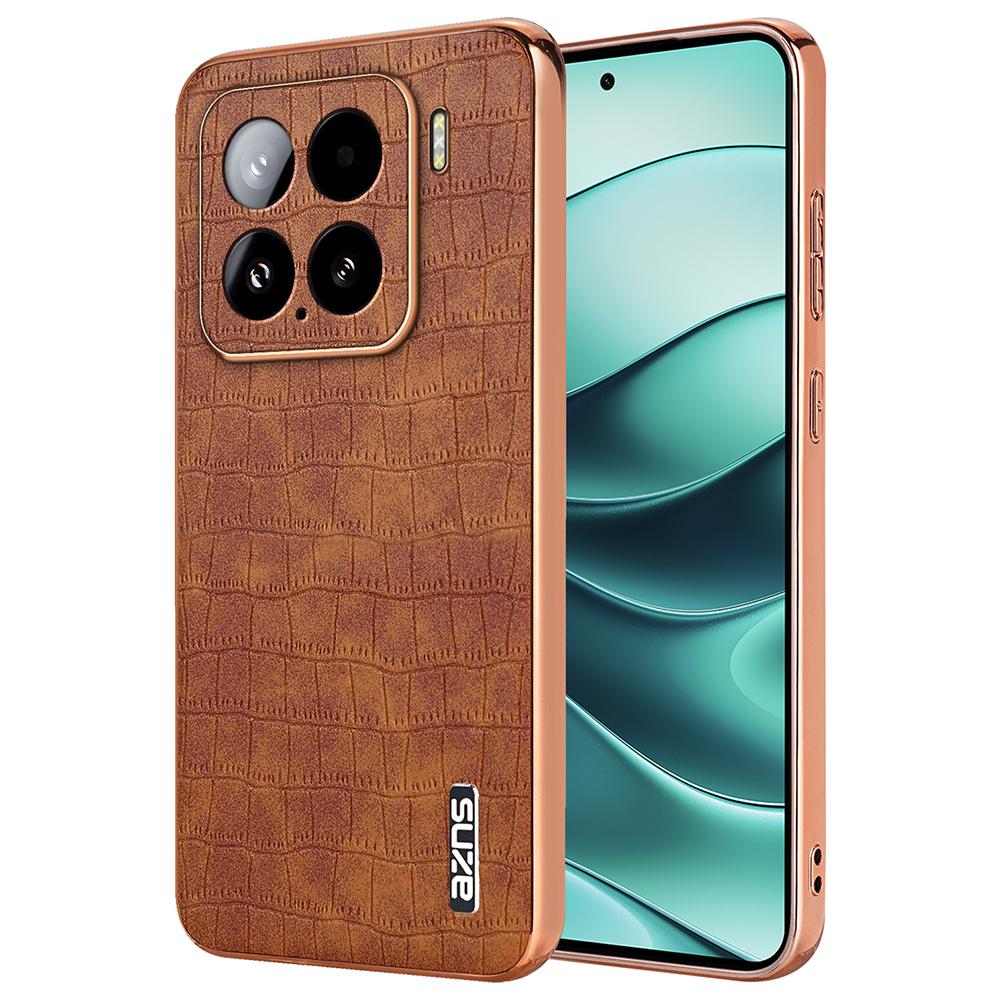 AZNS For Xiaomi 15 Case Electroplating Crocodile Texture PU+TPU Phone Cover C