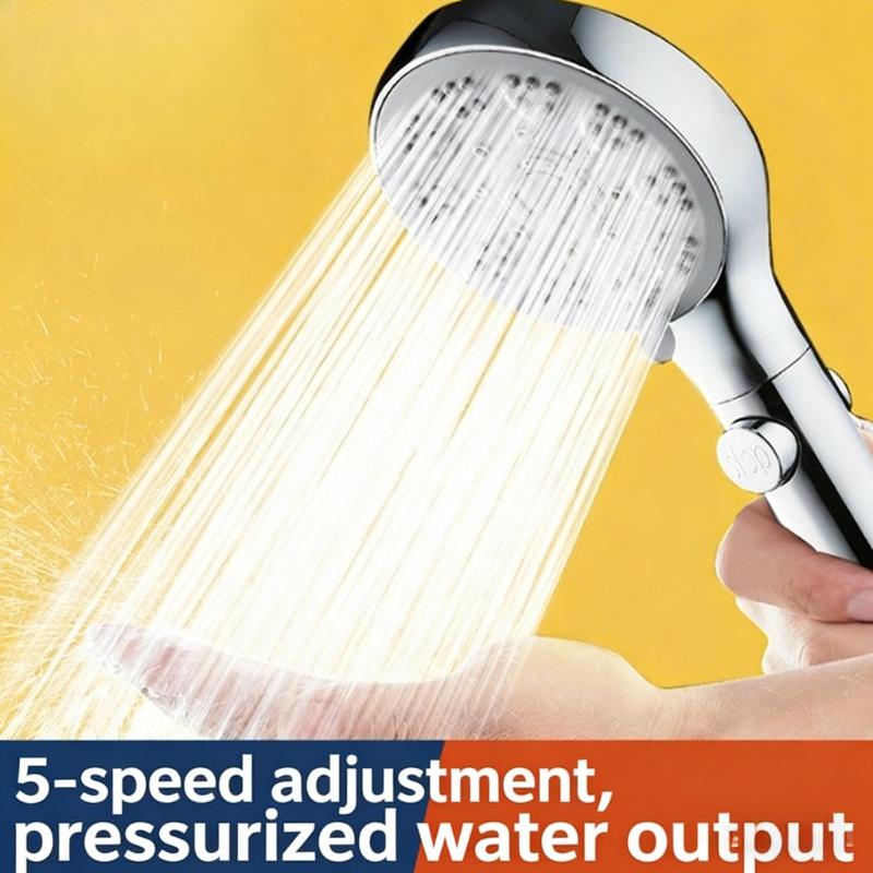 High-pressure Shower Head Set 5 Modes of Adjustment Showerhead Water-saving One-touch Stop Bathroom Accessories