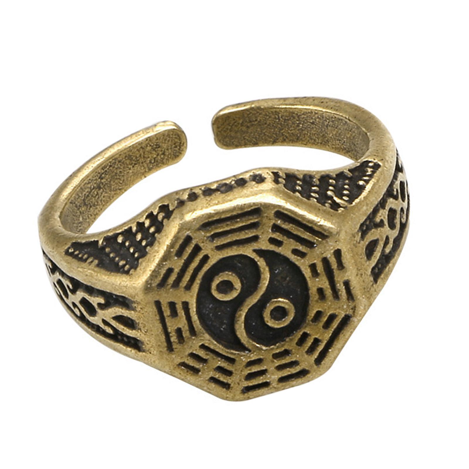 

Handcrafted Brass Open Rings Featuring Traditional Chinese Taoist Symbol 1
