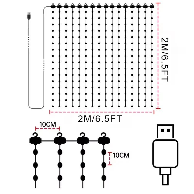 

9.9ФТ Розумні гірлянди-штори 400 світлодіодів Динамічна DIY казкова гірлянда Керування через додаток Пульт дистанційного керування для декору спальні, фону, вечірки, приміщення, вулиці USB