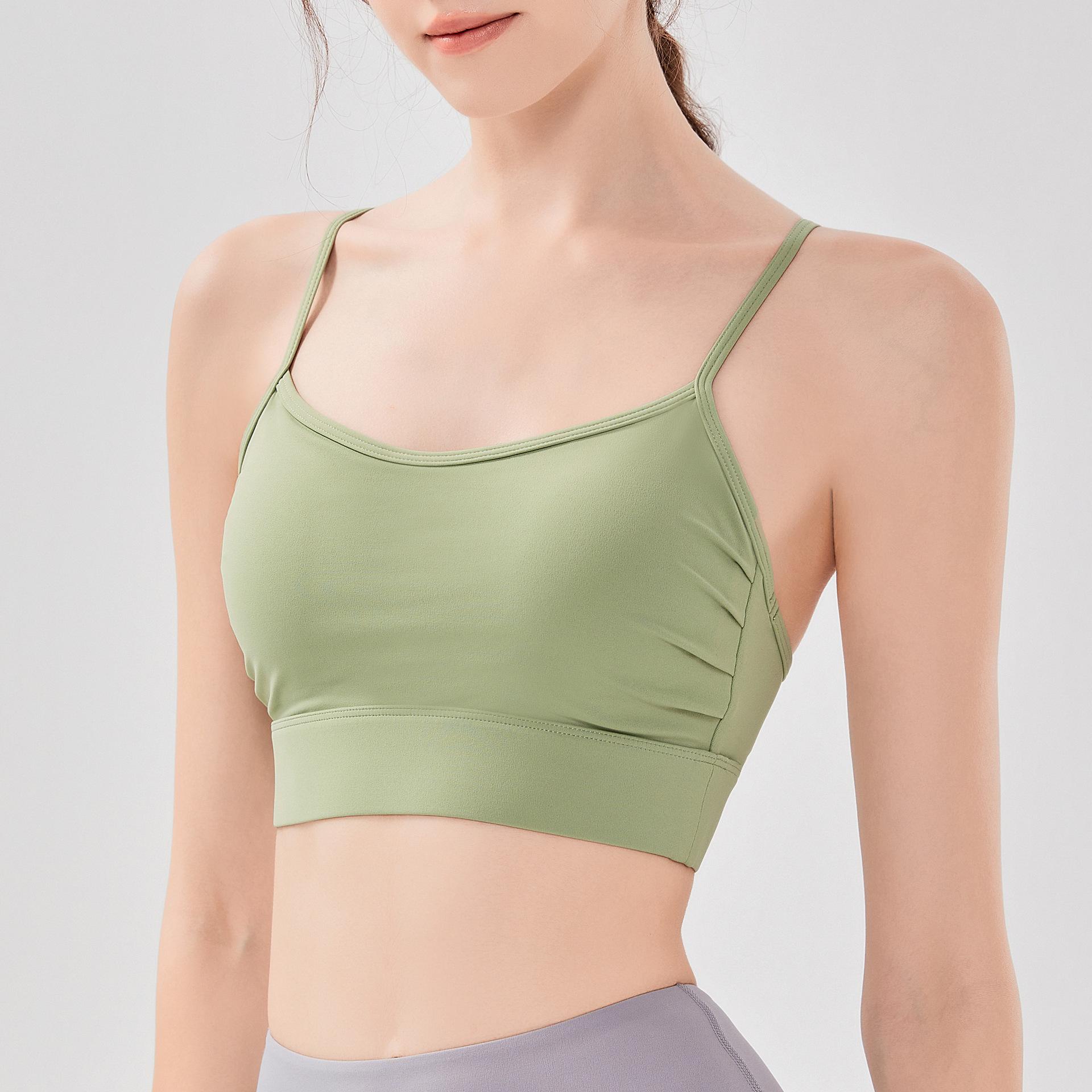 

Padded Shockproof Spaghetti Strap Sports Bra - Quick-Dry, Fashionable Camisole for Running and Yoga Medium