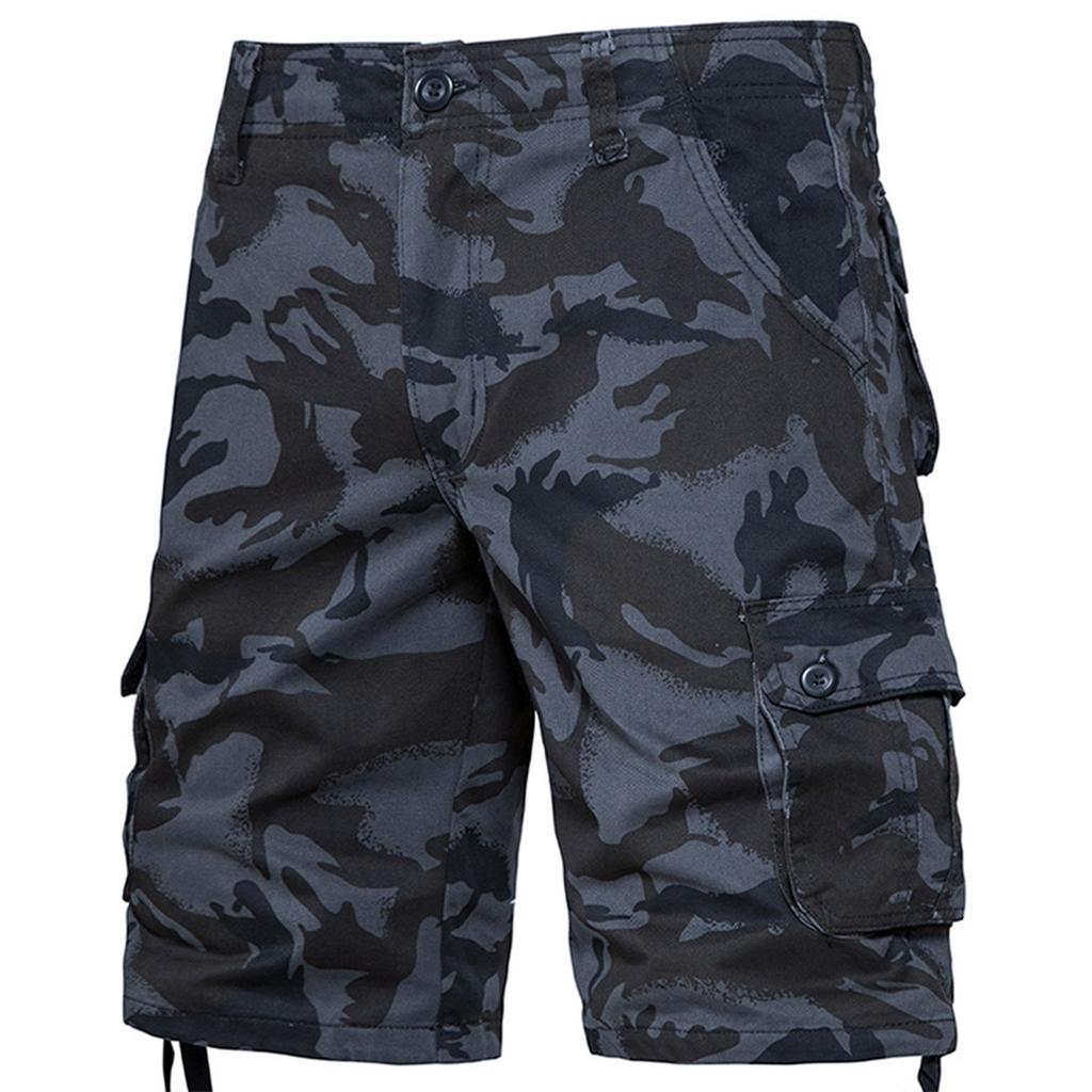 Mens Cargo Shorts 3/4 Length Shorts Men Camo Knee Length Pants With Pockets Work Trousers Men Casual Capri Pants