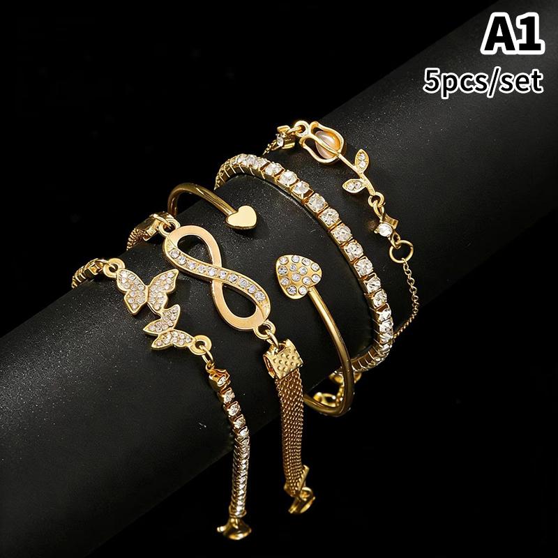 

3-5Pcs/Set Luxury Bracelets Geometric Square Adjustable Cuff Bangle Jewelry Set Gift