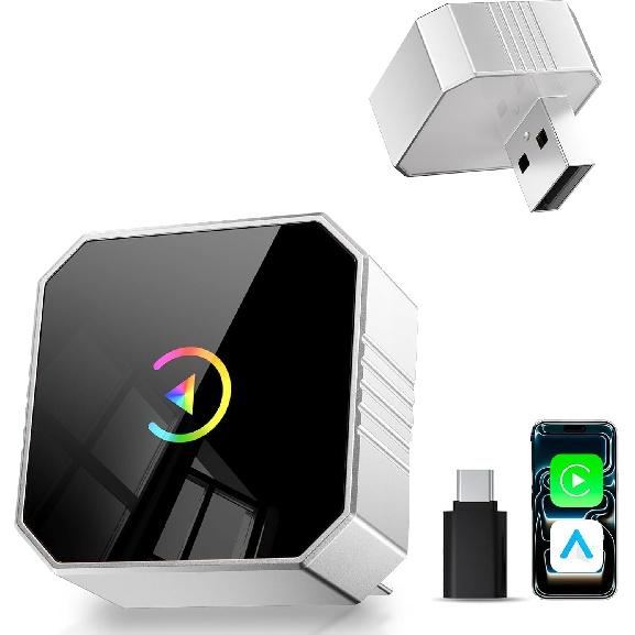 Wireless CarPlay Adapter for Apple Car Play Wireless Adapter, Android Auto Carplay Wireless Adapter, No Latency Bluetooth Carplay Adapter for iPhone