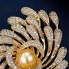 Irregular Design Lapel Pin Women Brooch Rhinestones Imitation Pearl Inlay
