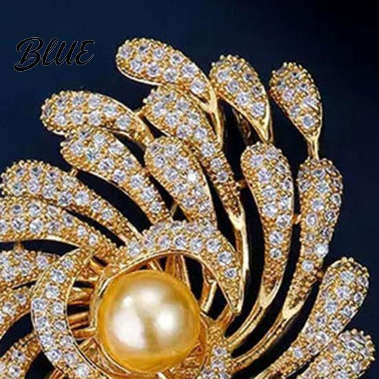 Irregular Design Lapel Pin Women Brooch Rhinestones Imitation Pearl Inlay