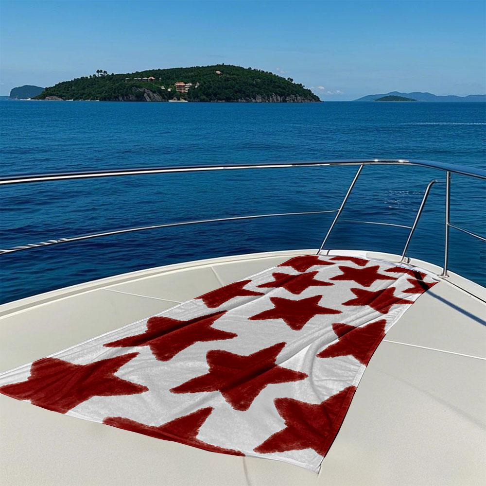 Warm Red Star Pattern Quick Drying Bath Towel Microfiber Beach Towel Light Weight Swimming Camping Yoga Beach Out