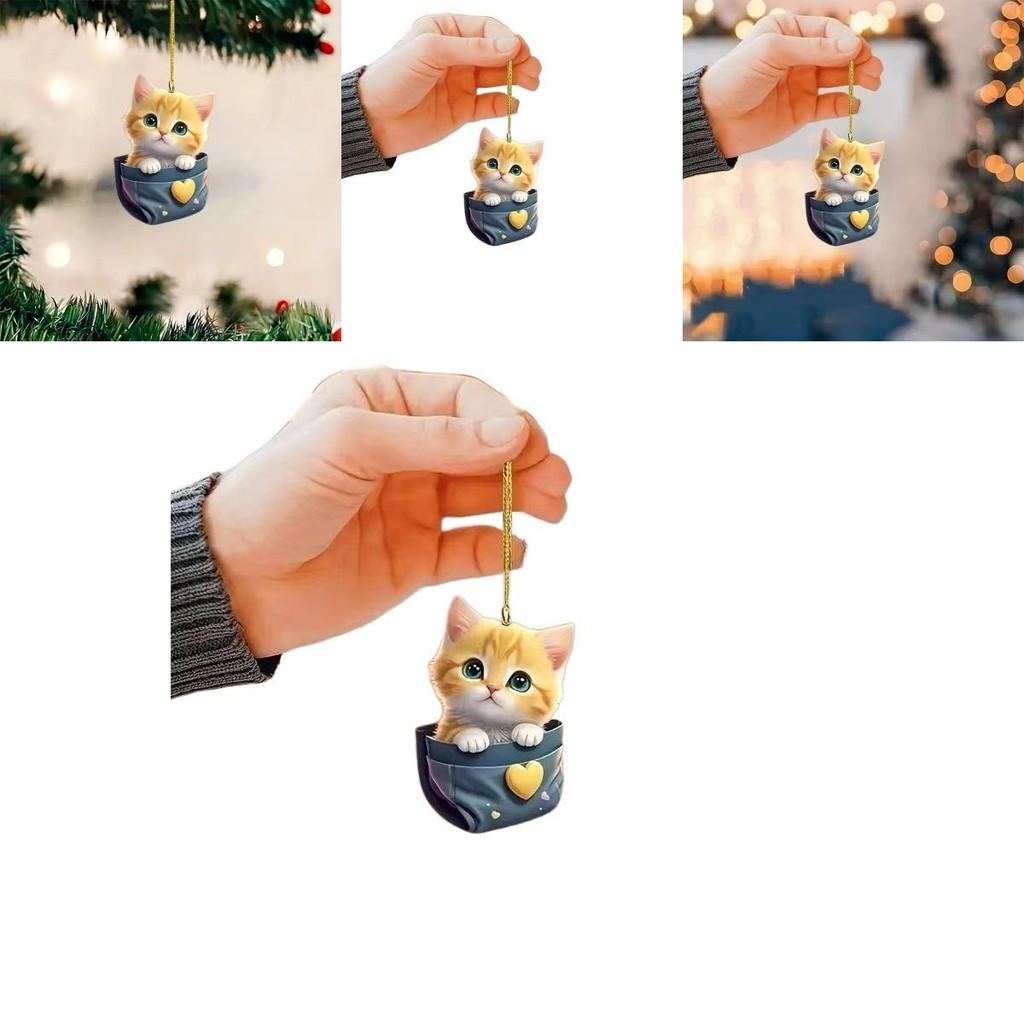 Car Decor Acrylic Cute Cat Interior Mirror Hanging Ornament For Kid Interior