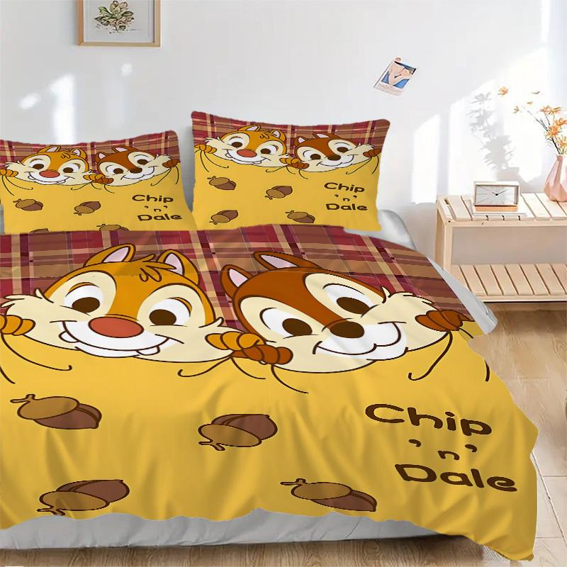 3pcs Set Chip & Dale1pc of Quilt Cover+2pcs of Pillowcase, No Core, Print Bedding, All Seasons Bedroom Setting026
