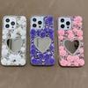 Glitter Rhinestone Phone Case with Heart Mirror and 3D Rose Flowers For Honor X60 Pro X50i X30 X50 X40 X30i 5G
