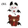 Embroidered Animal Doll Halloween Bear Bat Plush Pendant, Stuffed Devil Backpack Bag Charm, Goth Keyring Pendant Hanging with Bead Chain, Party Favors