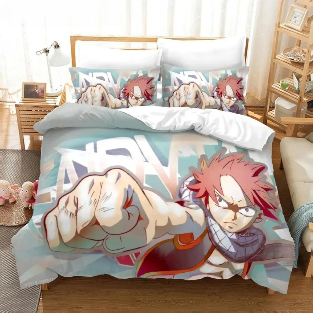 Comforter Customisable Name 3D Print Anime Fairy Tail Bedding Setcartoon Fairy Tail Single Double King Size Children Gifts