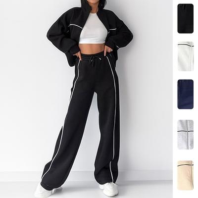 Damen Freizeit Reißverschluss Sweatshirt Sport Zweiteiliges Hosen Set