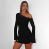 Western Style New Fashion Sexy Sloping Shoulder Long Sleeve Sheath Dress Sexy Off Shoulder Dress