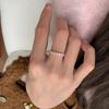 Stylish Sakura Pink Half Circle Zirconia Ring For Women Adjustable Copper Geometry