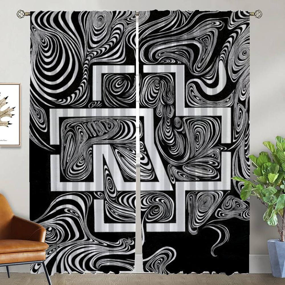 

Современные шторы для гостиной для камеры Rock-rammsteines Shades Blackout Curtain Tulle для спальни Partition Halloween Decoration W86xH213cmx2pcs-CL